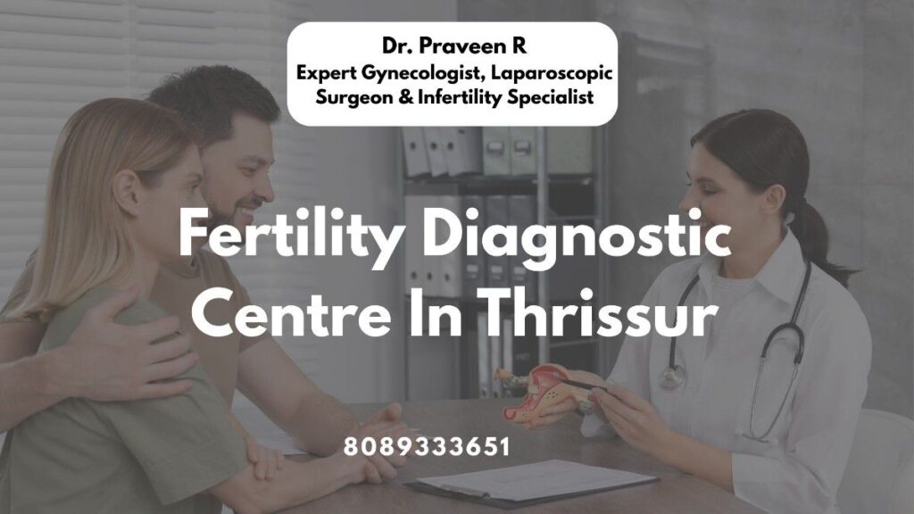 "Couple consulting doctor at fertility diagnostic centre in Thrissur for reproductive health assessment"